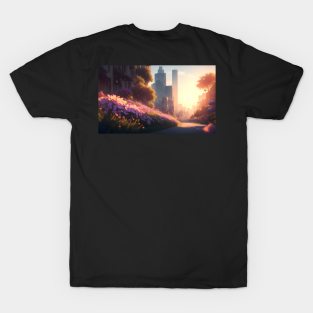 City street with beautiful flowers T-Shirt